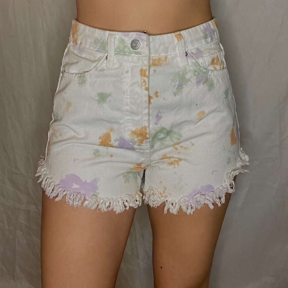 Wild Fable tie die white jean shorts